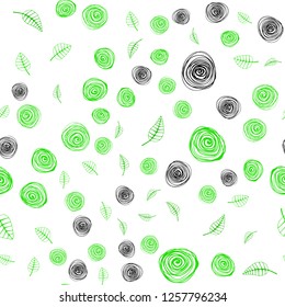 Light Green vector seamless elegant template with leaves and flowers. Modern abstract illustration with leaves and flowers. Pattern for design of fabric, wallpapers.
