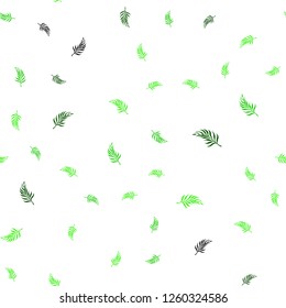 Light Green vector seamless elegant wallpaper with leaves. Decorative illustration with doodles on abstract template. Pattern for design of fabric, wallpapers.