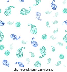 Light Green vector seamless elegant pattern with leaves and flowers. Modern abstract illustration with leaves and flowers. Pattern for design of fabric, wallpapers.