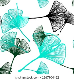 Light Green vector seamless elegant pattern with leaves. Colorful illustration in doodle style with leaves. Texture for window blinds, curtains.