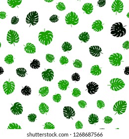 Light Green vector seamless elegant background with leaves. Colorful illustration in doodle style with leaves. Design for wallpaper, fabric makers.