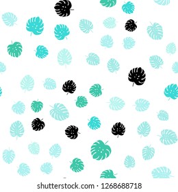 Light Green vector seamless elegant template with leaves. Shining colored illustration with leaves in doodle style. Texture for window blinds, curtains.