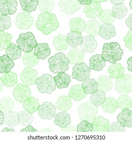 Light Green vector seamless elegant background with flowers. An elegant bright illustration with flowers. Texture for window blinds, curtains.