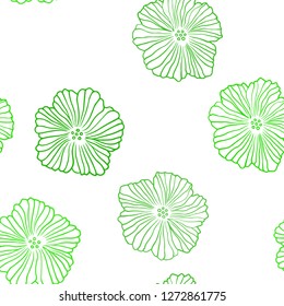 Light Green vector seamless elegant background with flowers. Flowers with gradient on white background. Template for business cards, websites.