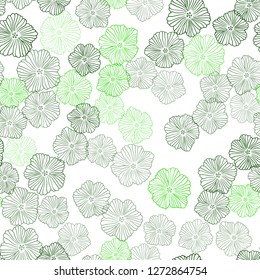 Light Green vector seamless elegant background with flowers. Colorful illustration in doodle style with flowers. Design for wallpaper, fabric makers.