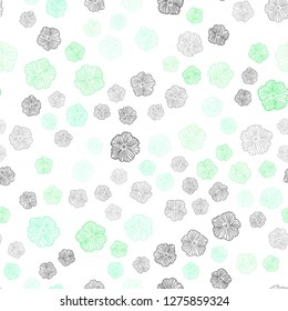Light Green vector seamless elegant pattern with flowers. Flowers with gradient on white background. Texture for window blinds, curtains.