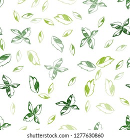 Light Green vector seamless elegant template with leaves. Decorative illustration with doodles on abstract template. Trendy design for wallpaper, fabric makers.