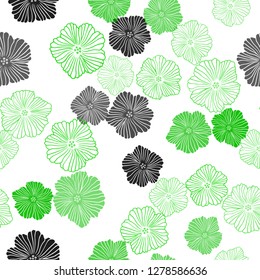 Light Green vector seamless elegant background with flowers. Glitter abstract illustration with flowers. Pattern for trendy fabric, wallpapers.