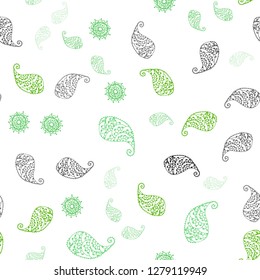 Light Green vector seamless elegant pattern with leaves and flowers. Colorful illustration in doodle style with leaves, flowers. Pattern for design of fabric, wallpapers.