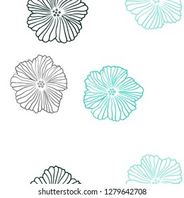 Light Green vector seamless elegant template with flowers. Colorful illustration in doodle style with flowers. Design for textile, fabric, wallpapers.