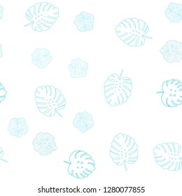 Light Green vector seamless elegant template with flowers, leaves. Modern abstract illustration with leaves and flowers. Pattern for design of fabric, wallpapers.