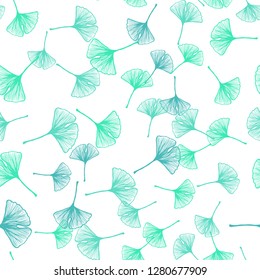 Light Green vector seamless elegant wallpaper with leaves. leaves on elegant natural pattern with gradient. Texture for window blinds, curtains.