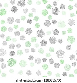 Light Green vector seamless elegant background with flowers. Colorful illustration with flowers in doodle style. Texture for window blinds, curtains.