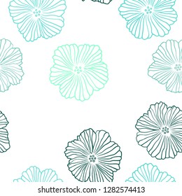 Light Green vector seamless elegant background with flowers. Shining colored illustration with flowers. Design for textile, fabric, wallpapers.