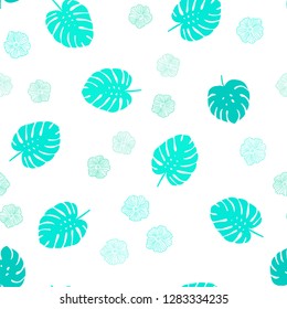 Light Green vector seamless elegant wallpaper with flowers, leaves. Colorful abstract illustration with leaves in doodle style. Design for textile, fabric, wallpapers.