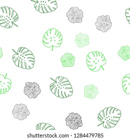 Light Green vector seamless elegant template with flowers, leaves. Illustration with doodles on abstract template. Pattern for trendy fabric, wallpapers.