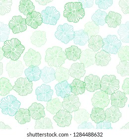 Light Green vector seamless elegant background with flowers. Colorful illustration with flowers in doodle style. Design for wallpaper, fabric makers.
