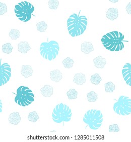Light Green vector seamless elegant background with flowers, leaves. Brand new colored illustration with leaves and flowers. Pattern for trendy fabric, wallpapers.