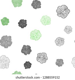 Light Green vector seamless elegant template with flowers. Decorative design of flowers on white background. Pattern for trendy fabric, wallpapers.