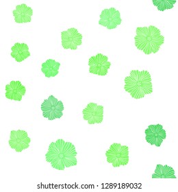 Light Green vector seamless elegant wallpaper with flowers. Glitter abstract illustration with flowers. Design for textile, fabric, wallpapers.