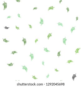 Light Green vector seamless elegant background with leaves. Decorative illustration with doodles on abstract template. Pattern for trendy fabric, wallpapers.