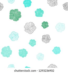 Light Green vector seamless elegant pattern with flowers. Flowers with gradient on white background. Template for business cards, websites.