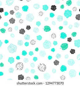 Light Green vector seamless elegant pattern with leaves, flowers. Shining colored illustration with leaves and flowers. Pattern for trendy fabric, wallpapers.