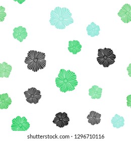 Light Green vector seamless elegant pattern with flowers. Glitter abstract illustration with flowers. Pattern for design of fabric, wallpapers.