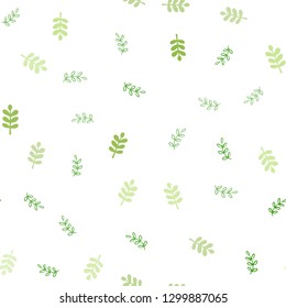 Light Green vector seamless elegant background with leaves. Colorful abstract illustration with leaves in doodle style. Template for business cards, websites.