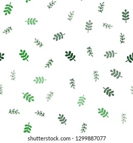 Light Green vector seamless elegant wallpaper with leaves. Colorful abstract illustration with leaves in doodle style. Design for textile, fabric, wallpapers.