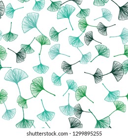 Light Green vector seamless elegant pattern with leaves. Glitter abstract illustration with doodles and leaves. Design for textile, fabric, wallpapers.