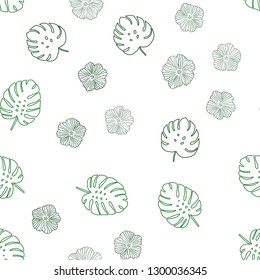 Light Green vector seamless elegant background with flowers, leaves. Leaves and flowers with gradient on white background. Design for wallpaper, fabric makers.