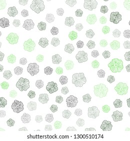 Light Green vector seamless elegant background with flowers. Sketchy doodle flowers on white background. Design for textile, fabric, wallpapers.