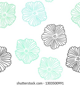 Light Green vector seamless elegant template with flowers. Sketchy doodle flowers on white background. Design for wallpaper, fabric makers.