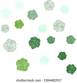 Light Green vector seamless elegant template with flowers. Flowers in natural style on white background. Template for business cards, websites.