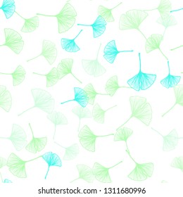 Light Green vector seamless elegant template with leaves. Blurred decorative design in Indian style with leaves. Template for business cards, websites.