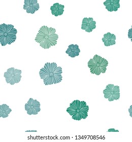 Light Green vector seamless elegant background with flowers. Decorative design of flowers on white background. Design for wallpaper, fabric makers.