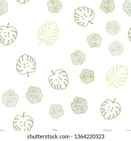 Light Green vector seamless elegant template with flowers, leaves. An elegant bright illustration with leaves and flowers. Template for business cards, websites.