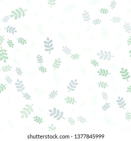Light Green vector seamless elegant wallpaper with leaves, branches. Leaves, branches in natural style on white background. Template for business cards, websites.