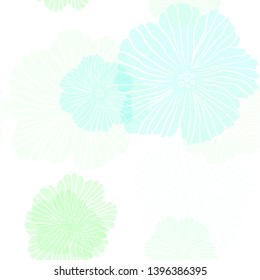 Light Green vector seamless elegant template with flowers. Flowers with gradient on white background. Template for business cards, websites.