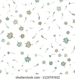 Light Green vector seamless hand painted pattern. An elegant bright illustration with leaves in Natural style. Brand new design for your business.