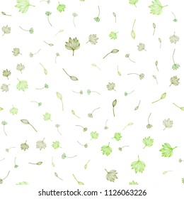 Light Green vector seamless hand painted texture. An elegant bright illustration with leaves in Natural style. The template for background of cell phones.