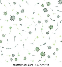 Light Green vector seamless hand painted background. A vague abstract illustration with leaves in doodles style. Pattern for wallpapers and coloring books.