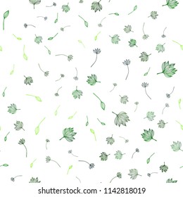 Light Green vector seamless hand painted pattern. Doodle illustration of leaves in Origami style with gradient. The template for background of cell phones.