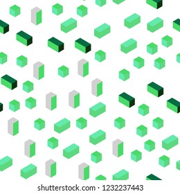 Light Green vector seamless, isometric cover in polygonal style. Beautiful illustration with rectangles and squares. Texture for window blinds, curtains.