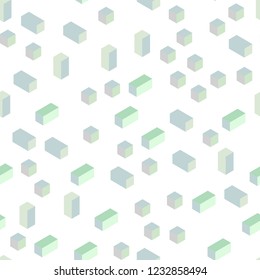 Light Green vector seamless, isometric texture in rectangular style. Decorative design in abstract style with rectangles. Pattern for trendy fabric, wallpapers.
