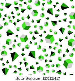 Light Green vector seamless, isometric template with crystals, squares. Decorative design in abstract style with lines, cubes. Template for business cards, websites.