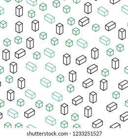 Light Green vector seamless, isometric background with rectangles. Beautiful illustration with rectangles and squares. Pattern for design of fabric, wallpapers.