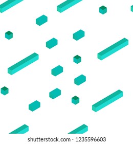 Light Green vector seamless, isometric backdrop with rhombus. Decorative design in abstract style with rectangles. Pattern for design of fabric, wallpapers.