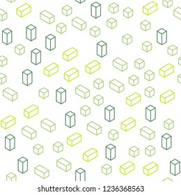 Light Green vector seamless, isometric backdrop with rhombus. Rectangles on abstract background with colorful gradient. Design for wallpaper, fabric makers.